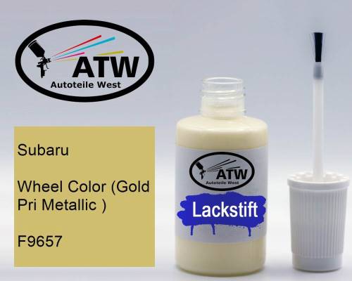 Subaru, Wheel Color (Gold Pri Metallic ), F9657: 20ml Lackstift, von ATW Autoteile West.